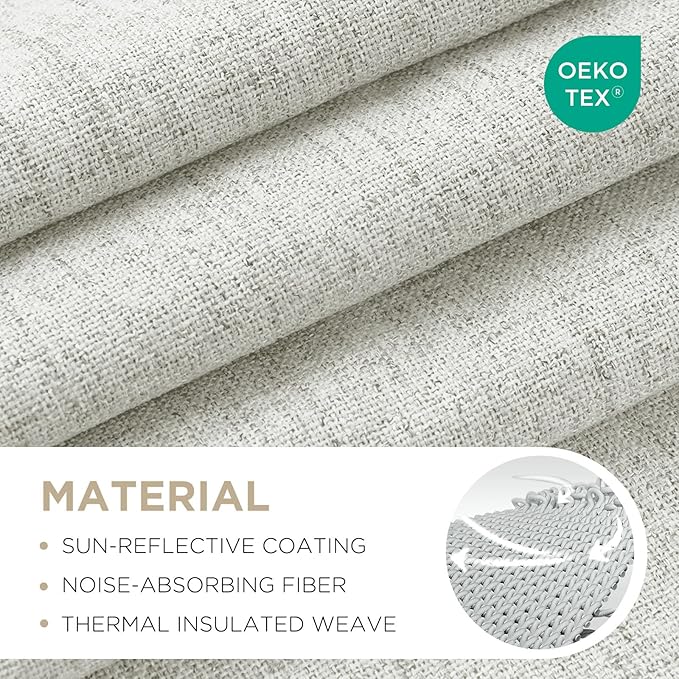 Joydeco Blackout Curtains for Bedroom - 100% Light Blocking 2 Panels Set White Drapes 42" W x 96" L, Thermal Insulated Room Darkening Curtains, Linen Textured for Living Room, Rod Pocket & Back Tabs