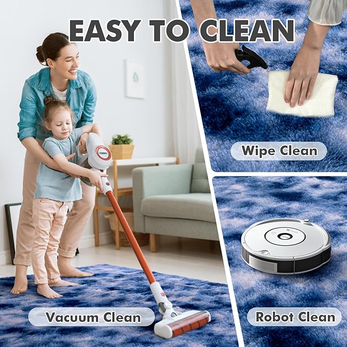 6x9 Ft Large Shag Rugs for Living Room Decor, Ultra Soft Fluffy Furry Area Rugs for Bedroom Indoor Floor, Aesthetic Carpet for Kids Home (Blue)