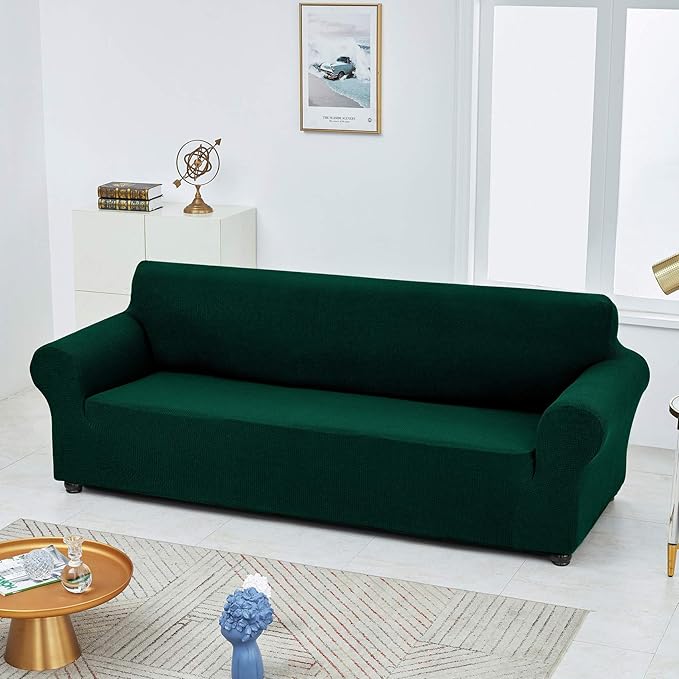 Joccun Christmas Stretch Couch Cover Slipcovers, 1-Piece Sofa Covers for 3 Cushion Couch Spandex Jacquard Washable Furniture Protector Cover for Living Room,Kids,Pets(Sofa,Hunter)