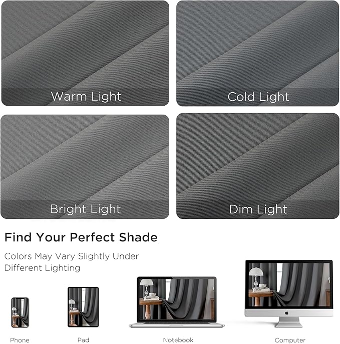 CUCRAF Light Grey Blackout Curtains 45 inch Length 2 Panels Set, Rod Pocket Room Darkening Drapes for Bedroom Living Room, Insulated Thermal Light Blocking Window Curtain (W52 x L45 Inch)