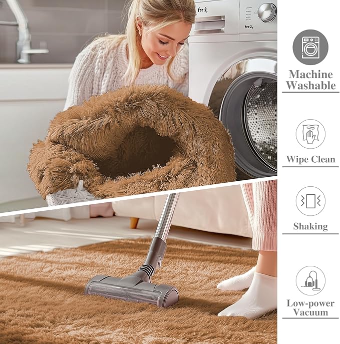 OLANLY 2x8 Machine Washable Runner Rugs for Hallway, Soft Fluffy Shaggy Bedside Rugs for Bedroom, Living Room, Indoor Floor Carpet for Kids Girls and Boys, Nursery Rooms, Home Decor Aesthetic, Khaki