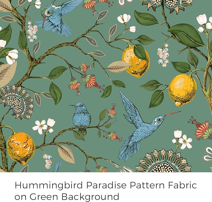 Topfinel Vintage Cottagecore Chinoiserie Curtains & Drapes Botanical Floral Flower Lemon Hummingbird Patterned Sage Green Pioneer Woman Blackout Curtains 96 Inches Long 2 Panels Living Dining Room