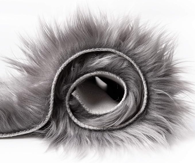 Ashler faux fur rug, Fluffy Shaggy Area Rug Ultra Soft 2 x 3 Feet Sheepskin Fur Rug, Grey Fuzzy Rug Machine Washable Shag Rug, Nursery Decor Throw Rugs for Bedroom, kids room, Living Room