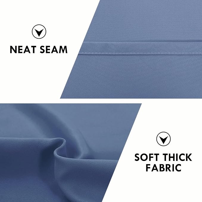 DWCN Blackout Curtains for Living Room Thermal Insulated, Energy Saving & Noise Reducing Bedroom Curtains, Dusty Blue, W 52x L 36 Inch, Set of 2 Rod Pocket Curtain Panels