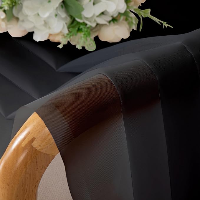 Aiyufeng 2 Panels Solid Color Semi Transparent Sheer 84" Length Window Curtains, Elegant Voile Panels/Draperies/Treatment for Bedroom Living Room Black, 2 Panels=80" W