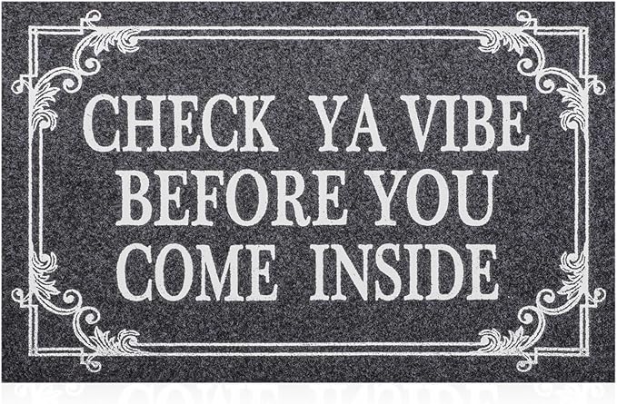 Front Door Indoor Outdoor Entrance Doormat Grey Rubber Welcome Door Mat Come Inside This House Doormat Anti Slip Easy to Clean Corridor Patio Entry Mat 28" x 18"