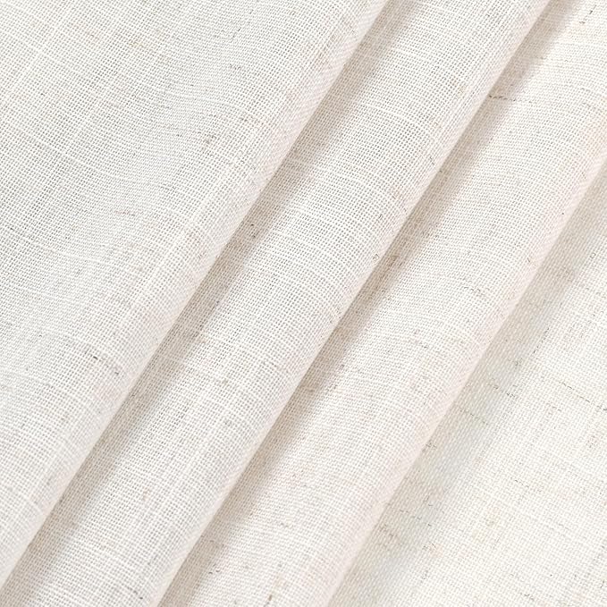 Ivory White Linen Curtains 102 Inches Long for Living Room 2 Panels Back Tab Pocket Natural Semi Sheer Extra Long Drapes Linen Soft Material Light Filtering Window Panel for Bedroom Curtain 52X102