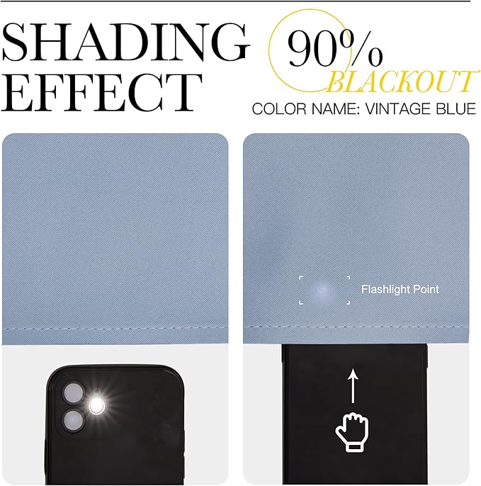 NICETOWN Blackout Curtains for Living Curtains, Vintage Blue, 2 Panels, 29 by 30, Room Darkening Window Curtain Panels, Easy-Care Solid Thermal Insulated Draperies/Drapes for Daughter Room