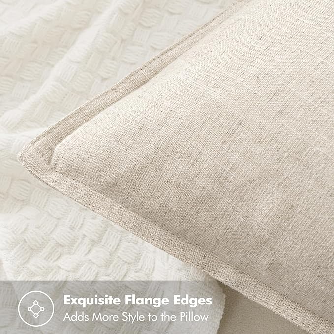 MIULEE Decorative Linen Lumbar Pillow Covers 12x24 Inch Natural Beige Boho FarmhouseNeutral Couch Throw Pillows for Bed Pack of 2 Accent Modern Pillowcase Sofa Livingroom Home Decor