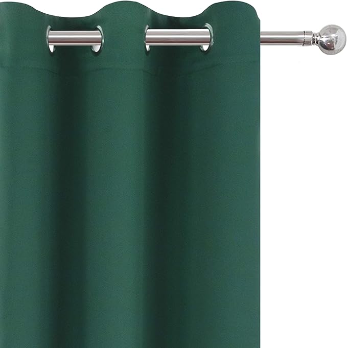 LEMOMO Dark Green Thermal Blackout Curtains/42 x 72 Inch/Set of 2 Panels Room Darkening Curtains for Bedroom