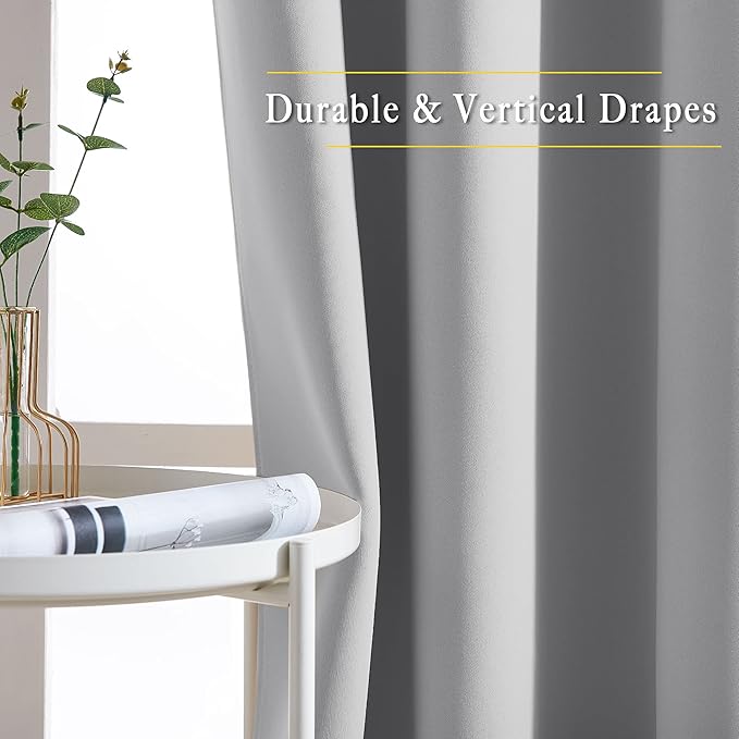 NICETOWN Light Reducing Grommet Curtains - Triple Woven Textured Soft Curtain Panels for Living Room Window Treatment Drapes for Sliding Door (W80 x L108, Silver Grey, 2 Pieces)
