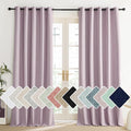 NICETOWN Pink Vintage Linen 100% Blackout Curtains for Living Room, Thermal Insulated Curtains 84" Long, Noise Reducing Window Treatment Drapes for Dining Room, 62" Wide Per Panel, Set of 2