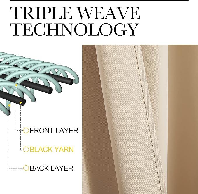 NICETOWN Blackout Room Darkening Curtains - Home Decoration Light & Noise Reducing Thermal Insulated Window Draperies with Rod Pocket Top (Biscotti Beige, 2 Panels, 29 inches Wide x 40 inches Long)