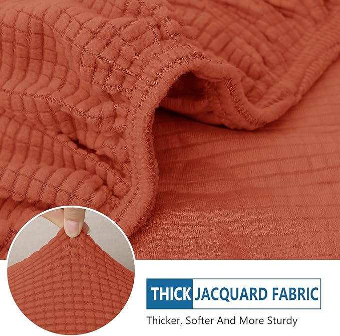 hyha Waterproof Couch Cushion Covers for Pets, Non Slip Sofa Seat Cover for Dogs Washable, Soft Thick Stretch Jacquard Fabric, Sofa Slipcovers with Elastic Bottom (1 Piece for Backrest M, Rust)
