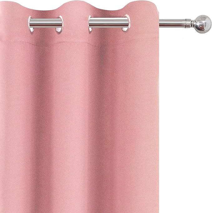 LEMOMO Blackout Curtains 42 x 95 inch/Pink Curtains Set of 2 Panels/Thermal Insulated Room Darkening Bedroom Curtains