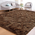 Goideal Fluffy Rug for Bedroom Living Room, 3x5 Brown Area Rugs, Faux Fur Shag Modern Carpet Ultra Soft Girls Boys Room Home Decor, Solid