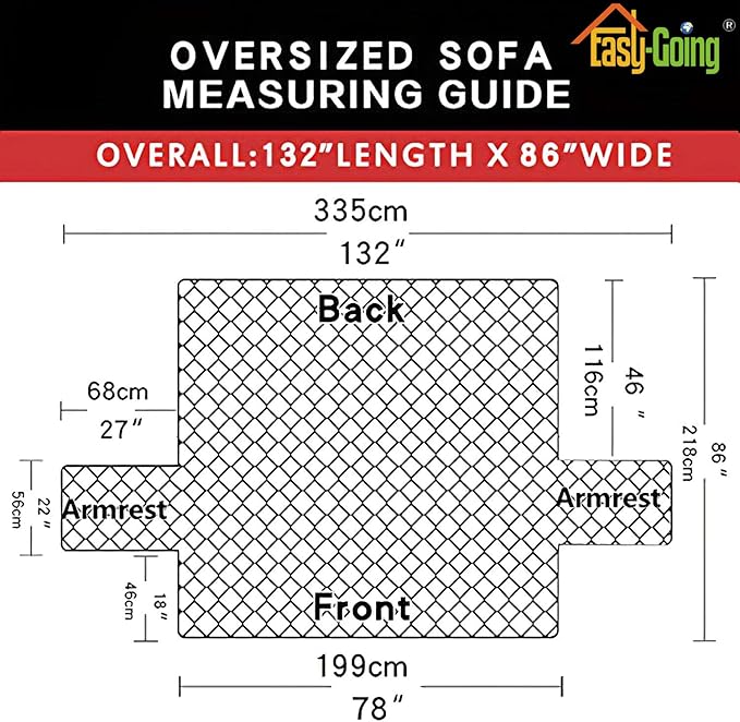 Easy-Going Reversible Oversized Couch Cover for 3 Cushion Couch Sofa Cover for Dogs Water Resistant Furniture Protector Cover with Foam Sticks for Pet (Oversized Sofa, Darkgray/Beige)