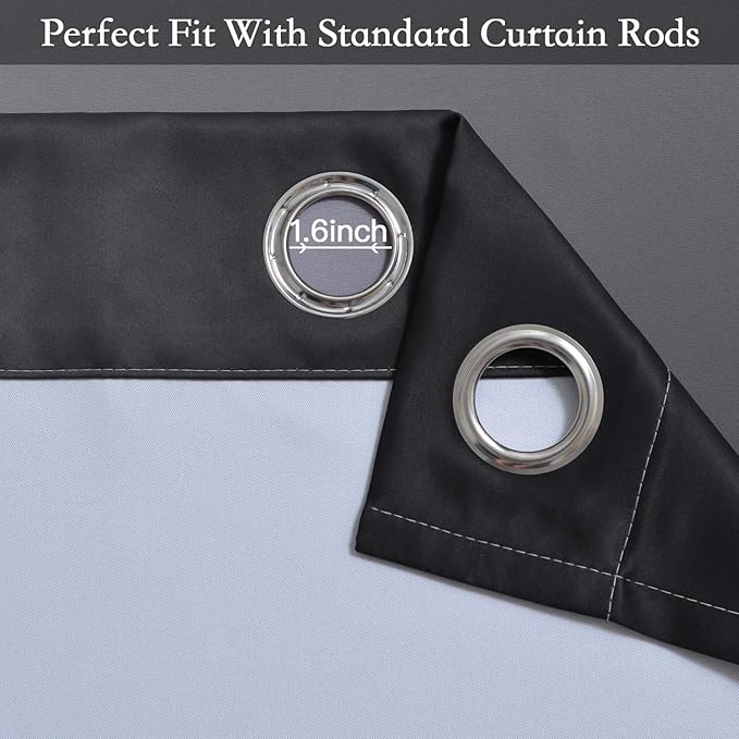 SimpleHome Ombre Room Darkening Curtains for Bedroom, Gradient Black to Gray White Light Blocking Thermal Insulated Grommet Window Curtains/Drapes for Living Room,2 Panels, 52x96 inches Length