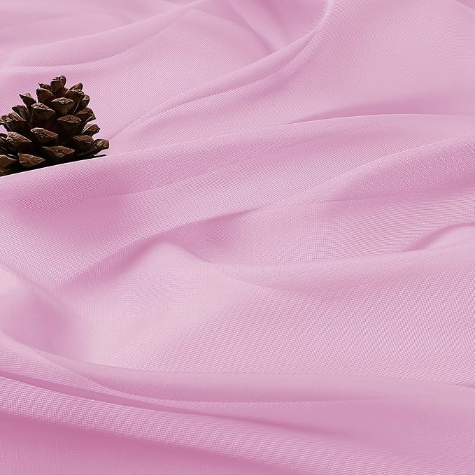 OWENIE Extra Long Pink Sheer Curtains 96 Inches Long 2 Panels Set, Soft Lightweight Airy Voile Sheer Curtain for Bedroom Living Room, Rod Pocket Solid Color Farmhouse Curtains, 59" Wx96 L Inch