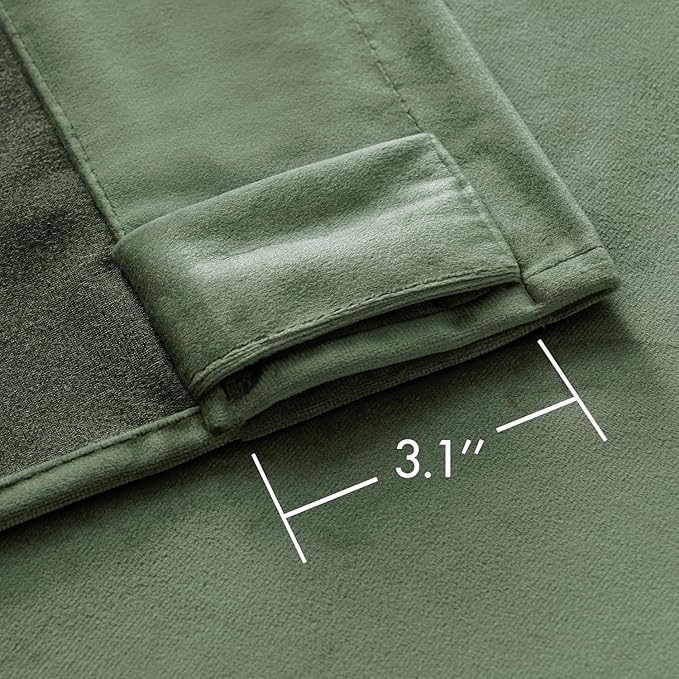 MIULEE Sage Green Velvet Curtains 96 inches Long - Luxury Blackout Curtains for Bedroom Living Room Thermal Insulated Super Soft Window Drapes Back Tab Rod Pocket, W52 x L96 inches, 2 Panels