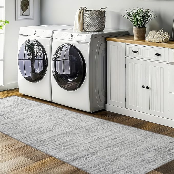 Runners for Hallways 2x8 Kitchen Runner Rugs，Modern Abstract Rug Runners for Entryway，Stain Resistant Washable Runner Rug Non-Slip 8ft Carpet Rug for Bedroom Living Laundry Room（Grey,2'x8'）