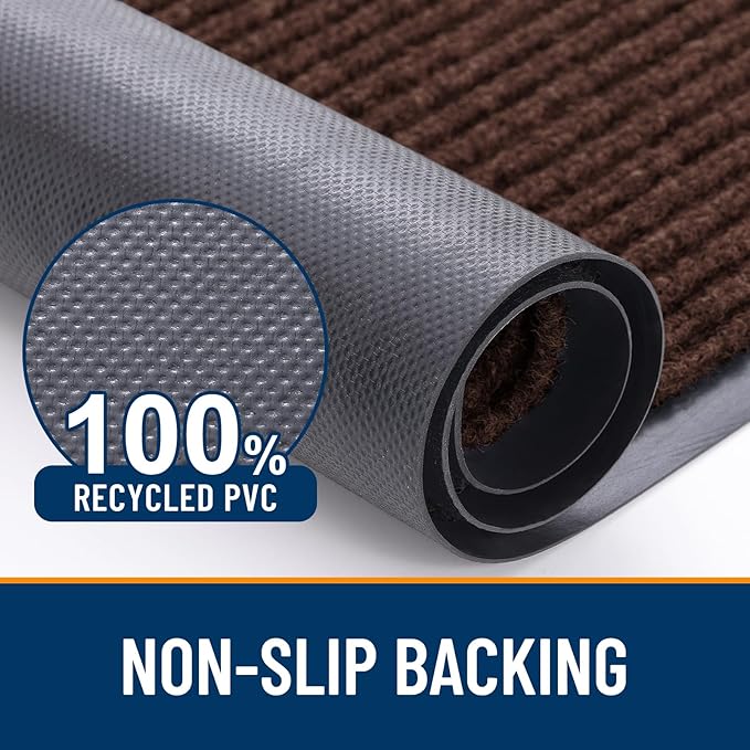 OLANLY Front Door Mat Indoor Outdoor Entrance, Waterproof Heavy Duty Doormat, Fade Resistant, Low Profile, Easy Clean Patio Porch Welcome Floor Mats for Entry, 71x34, Brown