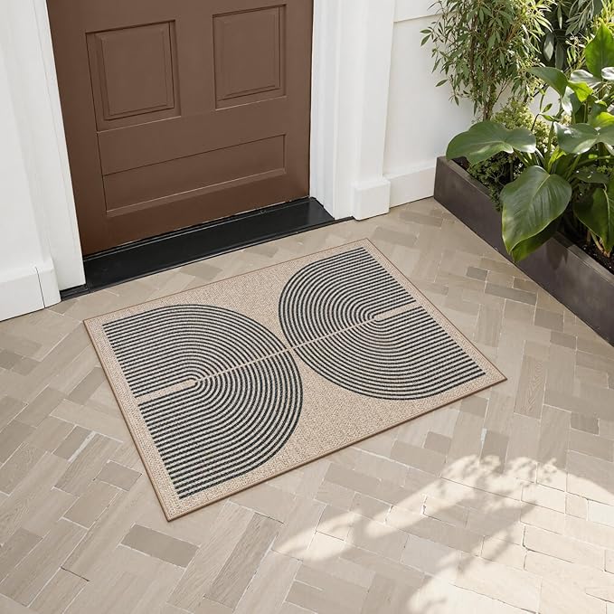 Lahome Enfys Rainbow Easy Jute Rug, 20"x32" Front Door Welcome Mat Non Slip Entry Way Rugs Indoor, Farmhouse Nature Washable Non Shedding Low Pile Floor Carpet for Porch