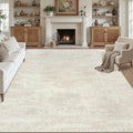 8x10 Area Rugs for Living Room: Vintage Boho Neutral Washable Rug Indoor Soft Large Area Rug Carpet for Bedroom Nursery Farmhouse Dining Room Office Floor Non-Slip Low Pile Under Table Rug Cream Beige