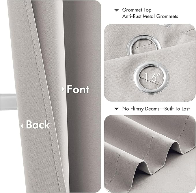 MIULEE Cobblestone Blackout Curtains - Bedroom Window Treatment Curtains Thermal Insulated Room Darkening Drapes for Living Room Kitchen Grommet Light Blocking Drapery, 40 x 45 Inches Long, 2 Panels