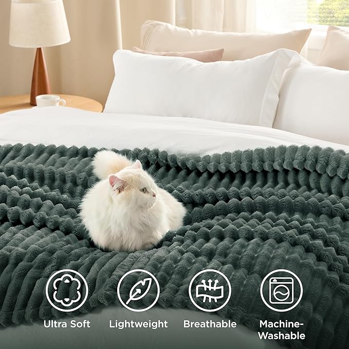 Bedsure GentleSoft Mallard Green Fleece Blanket for Couch - Cozy Soft Blankets for Women, Cute Small Throws for Girls, 50x60 Inches