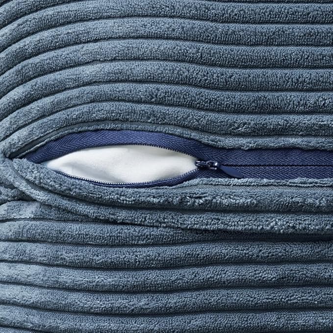 MIULEE Blue Corduroy Lumbar Pillow Covers 12x20 Inch 12x20 Inch with Splicing Set of 2 Soft Boho Pillow Covers Broadside Decorative Textured Summer Coastal Pillowcases for Couch Bed Livingroom
