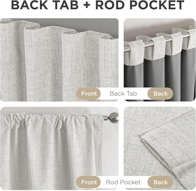 Joydeco Blackout Curtains for Bedroom - 100% Light Blocking 2 Panels Set White Drapes 37" W x 90" L, Thermal Insulated Room Darkening Curtains, Linen Textured for Living Room, Rod Pocket & Back Tabs