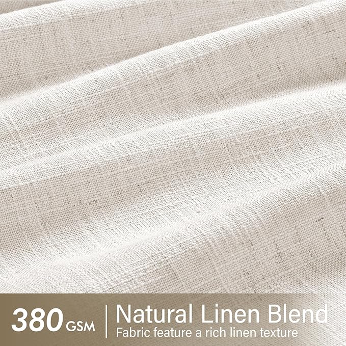 MIULEE Pinch Pleated Thick Linen Curtains 120 Inches Long 2 Panels for Living Room Bedroom, 10Ft Extra Long Thick Textured Linen Drapes Pleat Light Filtering Boho Natural Farmhouse Window Curtains