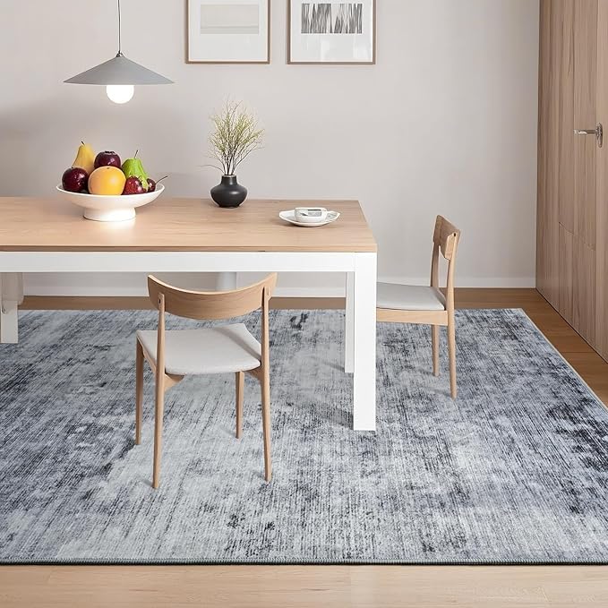 Toneed Abstract Area Rug Modern Washable Rug Soft Non Slip Rug Low Pile for Bedroom Living Room Dining Room Grey 3x5 Feet