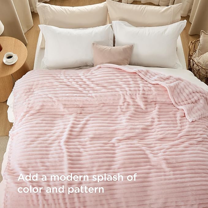Bedsure GentleSoft King Size Blanket for Bed - Cozy Soft Blankets for Women, Cute Large Fleece Throws for Girls, Crystal Pink, 108x90 Inches