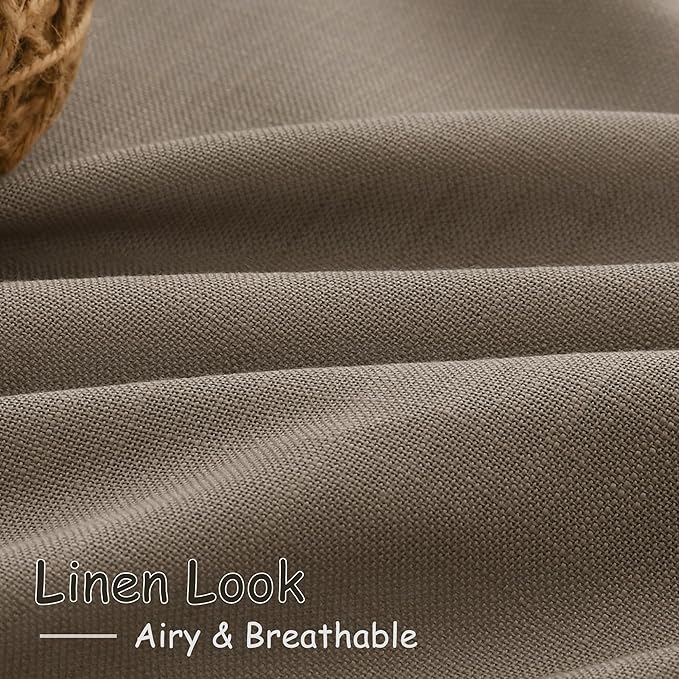 Dark Taupe Linen Curtains 84 Inch Length 2 Panels for Bedroom Back Tab Pocket Semi Sheer Light Filtering Curtains Burlap Textured Farmhouse Curtain for Living Room Dining Room Aesthetic Decor 40x84