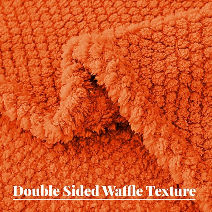 Whale Flotilla Twin Size Fuzzy Fleece Blanket, Fluffy Warm Soft Jacquard Bed Blankets for All Season, Lightweight and Cozy, 60x80 Inch, Burnt Orange