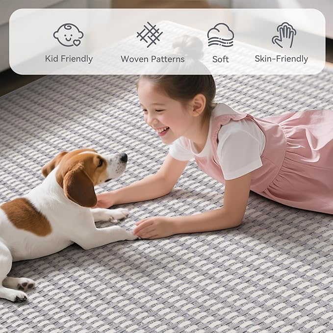 YDKGL 2x6 ft Kitchen Runner Rug Mat Non Slip Boho Woven Hallway Runner Washable, Soft Long Entryway Laundry Hall Floor Runners Rugs Carpet for Indoor Backdoor Bedroom Kitchen Living Room, Gray