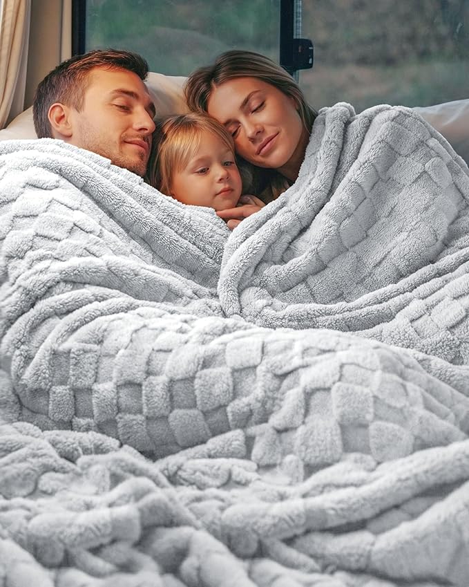 Utopia Bedding Cool Grey Checkered Fleece Throw Blanket for Couch or Bed, Soft Plush Cozy Blanket for Women and Men, Ultra Comfy Travel-Friendly Bed Throws for Relaxation, 50x60 Inches