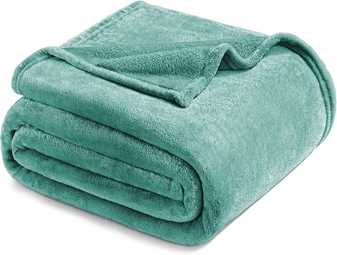 Exclusivo Mezcla Fleece Blanket Twin Size for Bed, Super Soft and Warm, All Season, Cozy, Plush, Lightweight, 90x66 Inches, Celadon