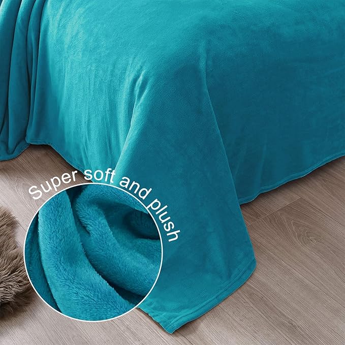 Exclusivo Mezcla Extra Large Fleece Throw Blanket for Couch, Sofa, 300GSM Super Soft and Warm Blankets, Teal Throw All Season Use, Cozy, Plush, Lightweight, 50x70 Inches