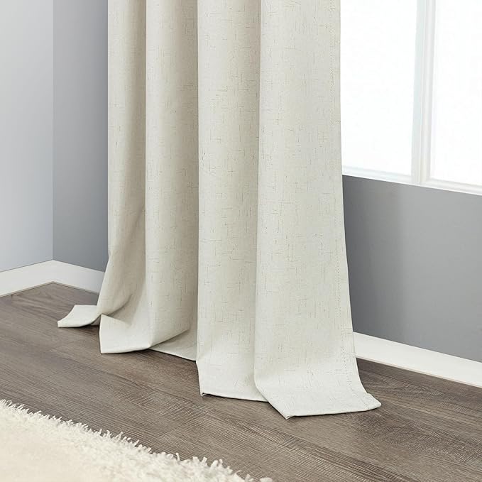 Pitalk 108 Inch Long Blackout Curtains & Drapes for Patio Sliding Glass Doors Back Tab Pocket Pleated 2 Panels Set Linen Black Out 9FT Ceiling to Floor Length Curtains for Living Room Cream 42 x 108