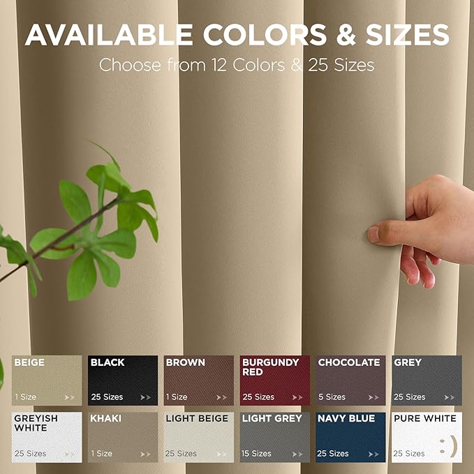 Joydeco Blackout Patio Sliding Door Curtains 96 Inches Long, Grommet Privacy Room Divider Curtains, Extra Wide Thermal Blackout Drapes for Bedroom Living Room (Light Beige, 60Wx96L, 1 Panel)