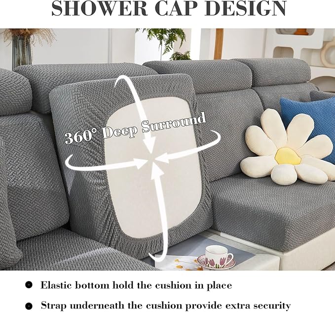 Couch Cushion Covers Sofa Covers Couch Covers for Sofa Pet Friendly Universal Sofa Covers Washable Stretch Slipcovers for Sectional Sofa (Texture Gray,Back Cover L)
