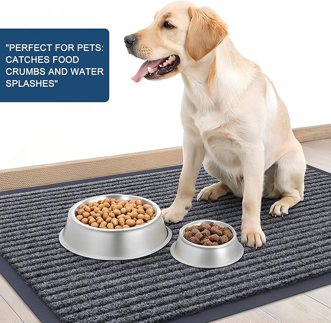OLANLY Front Door Mat Indoor Outdoor Entrance, Waterproof Heavy Duty Doormat, Fade Resistant, Low Profile, Easy Clean Patio Porch Welcome Floor Mats for Entry, 71x34, Grey