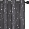 Deconovo Grey Blackout Curtains for Bedroom, Thermal Insulated Soundproof Drapes, Wave Dots Foil Print, 52 x 84 Inches Long, 2 Panels, Machine‑Washable Privacy Window Panel for Living Room Patio Door