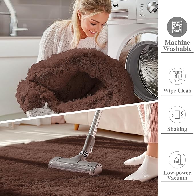 OLANLY 6x8 Machine Washable Large Area Rugs for Living Room, Bedroom, Soft Fluffy Shaggy Bedside Rug, Indoor Floor Carpet for Kids Girls and Boys, Dorms, Nursery, Home Decor Aesthetic, Coffee