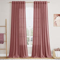 Canyon Rose Linen Curtains 108 Inches Long for Living Room 2 Panels Set Extra Long Back Tab Curtain Semi Sheer Light Filtering Dusty Rose Drapes Floor to Ceiling Curtains for Large Windows 52x108