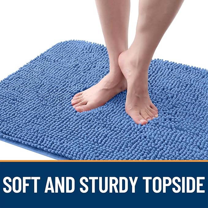 OLANLY Dog Door Mat for Muddy Paws 70x35, Absorbs Moisture and Dirt, Absorbent Non-Slip Washable Doormat, Quick Dry Chenille Mud Mat, Entry Indoor Entryway Carpet for Inside Floor, Cornflower Blue