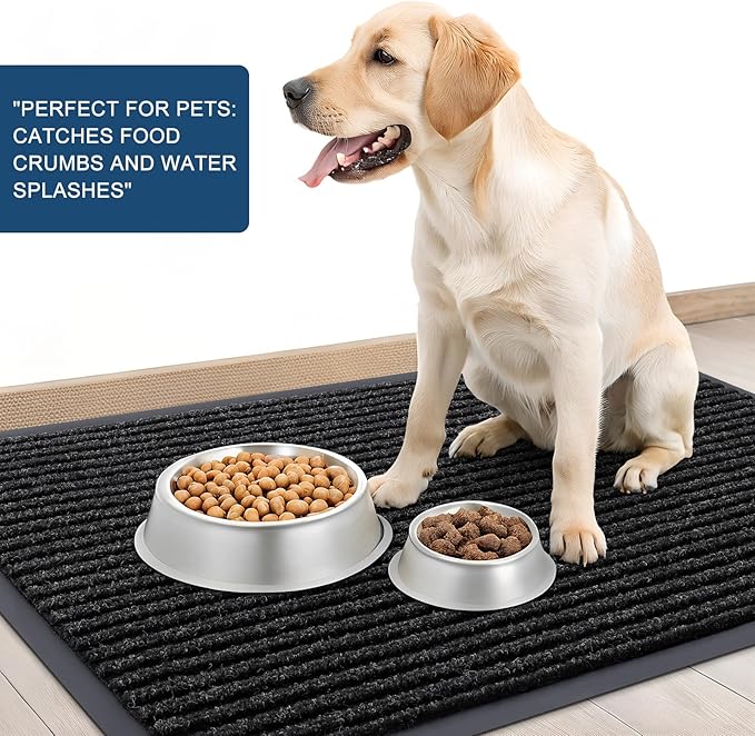 OLANLY Front Door Mat Indoor Outdoor Entrance, 2-Pack 59 x 23 Inch, Waterproof Heavy Duty Doormat, Fade Resistant, Low Profile, Easy Clean Patio Porch Welcome Floor Mats for Entry, Off-Black